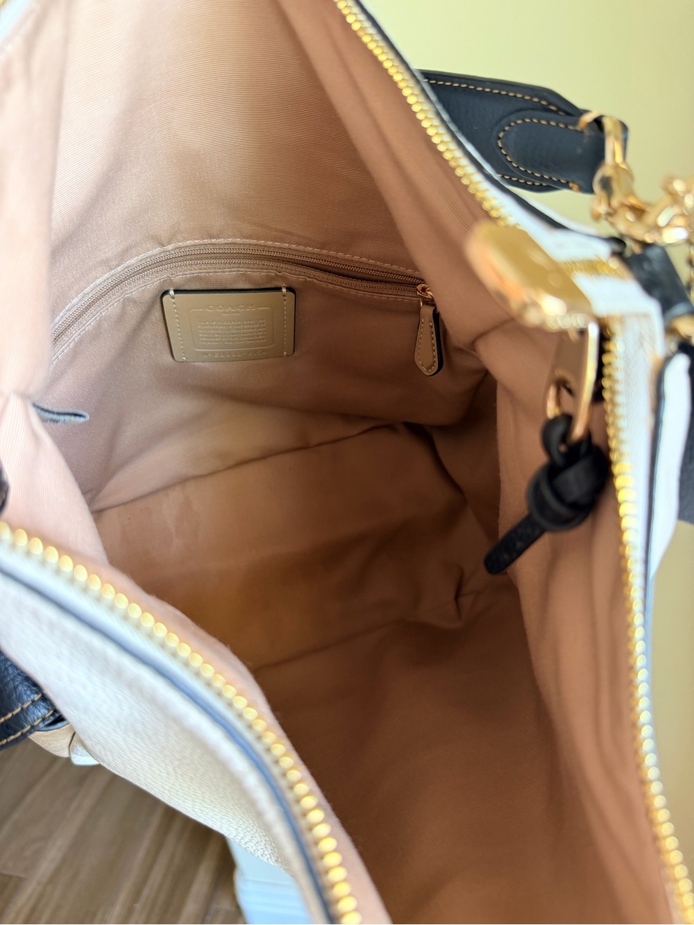 Coach Pennie Shoulder Bag in Colorblock Pebbled Leather (Chalk/Multi) - Picture 8 of 9